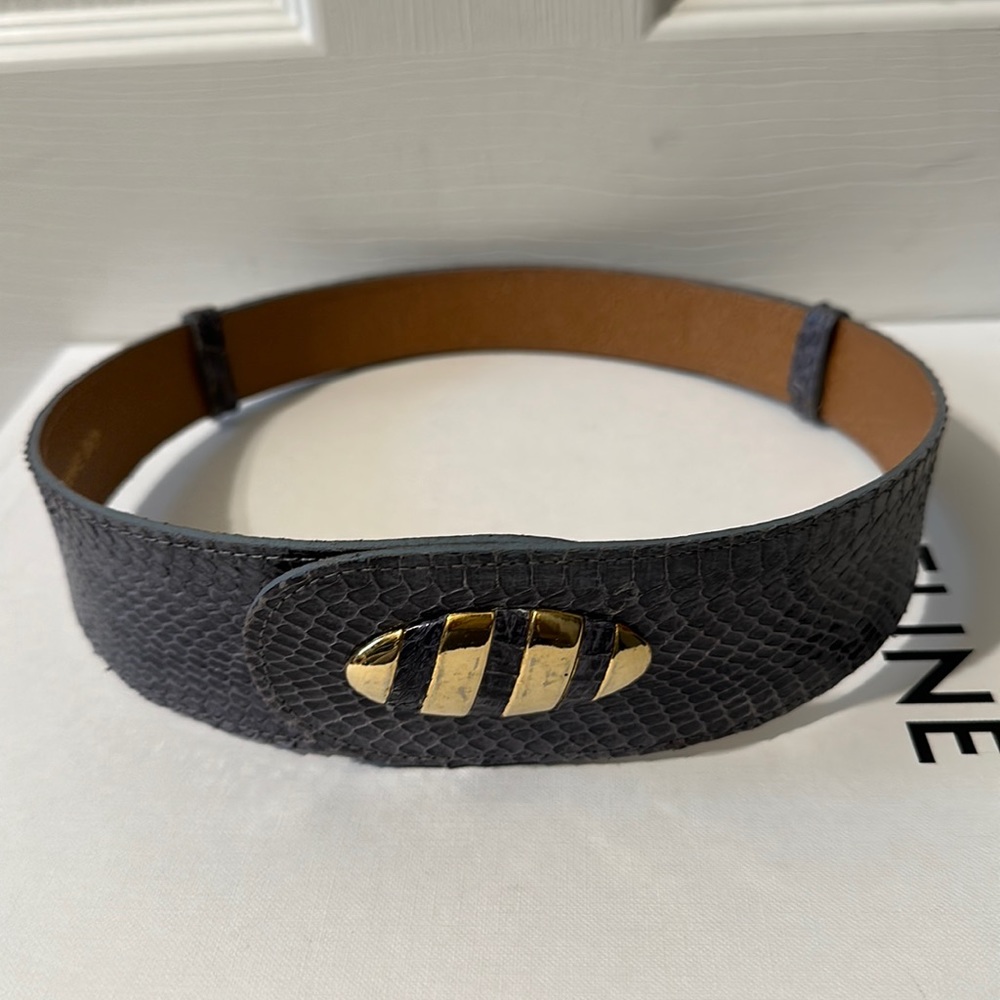 Purple genuine snakeskin adjustable waist belt